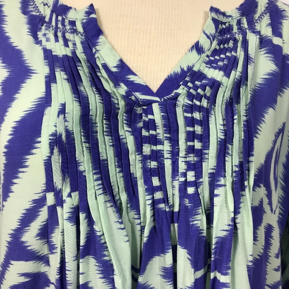 Anthropologie " Vanessa Virginia" Blue & Mint Top - Picture 4 of 8